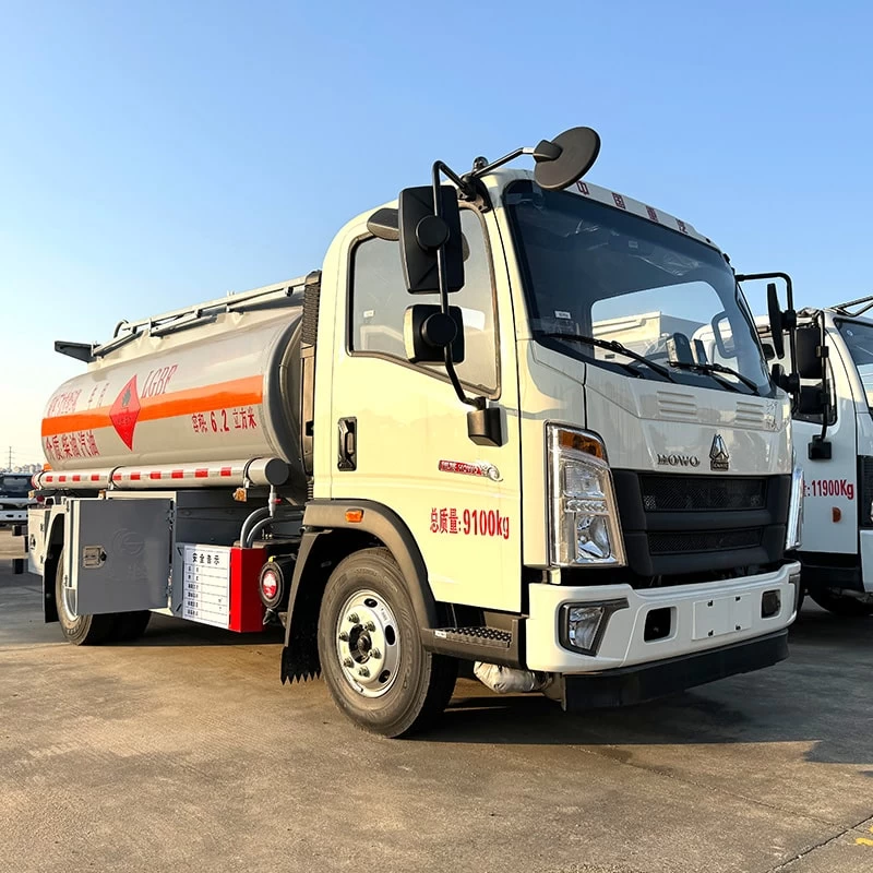 HOWO 4*2 5 ton small oil diesel fuel bowser tanker truck Oblique Front View
