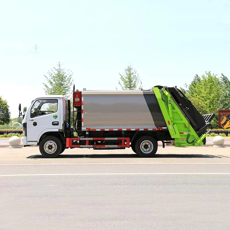 China brand 4×2 6cbm compressed garbage truck Front Side View