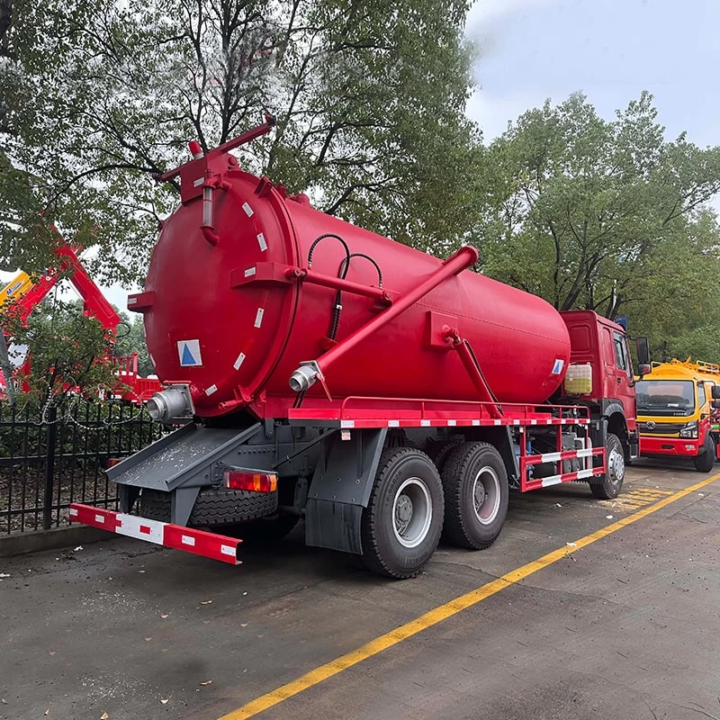 HOWO 22 cubic drainage jetting vacuum sewage suction truckOblique Back Plot
