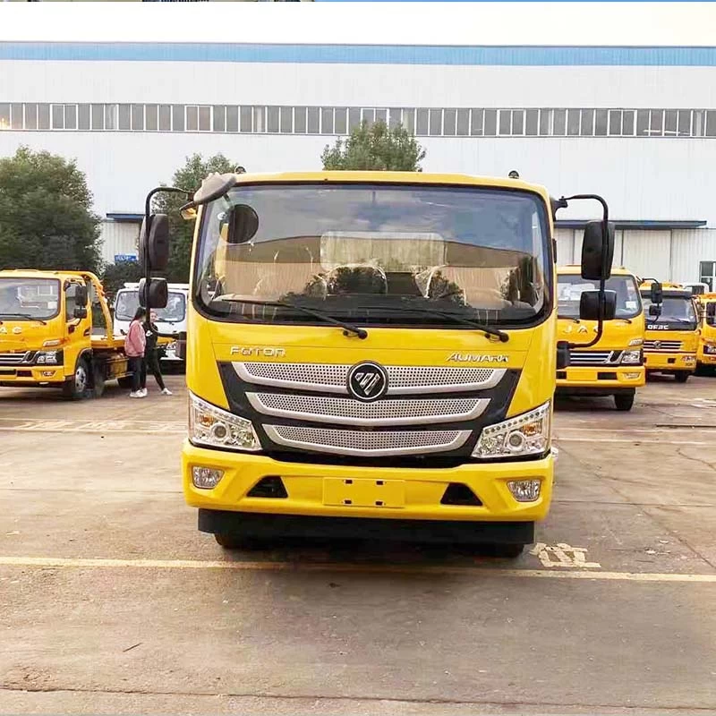 Foton diesel 5 ton flatbed wrecker tow truck Front View