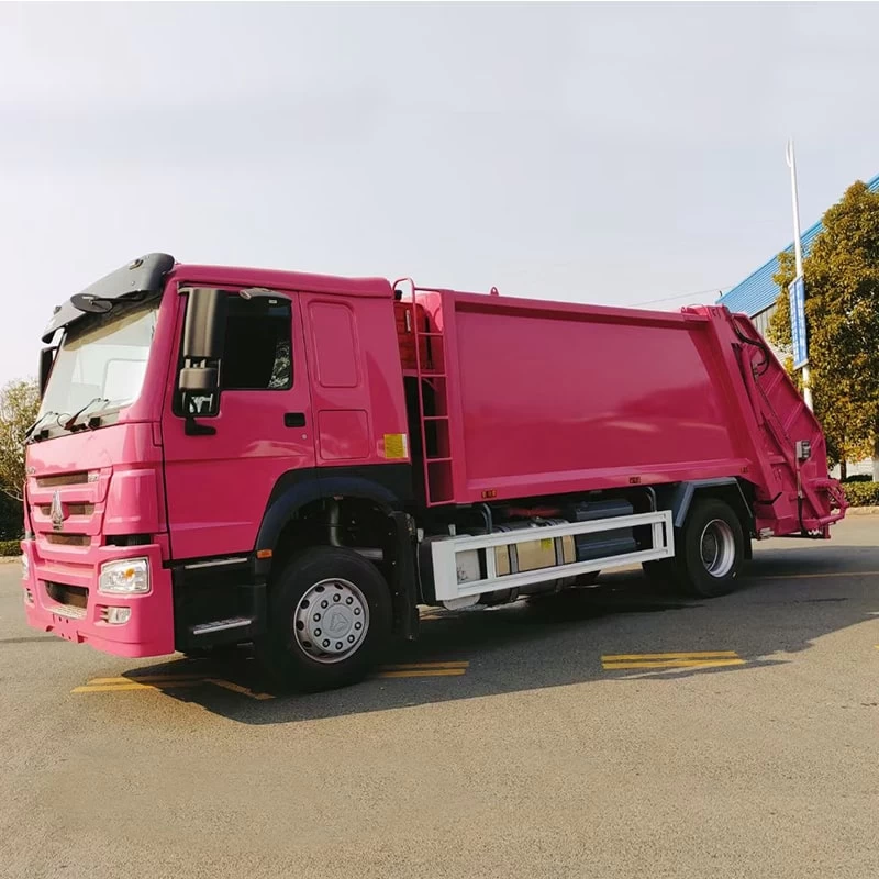 Sinotruck 14 CBM 4 x 2 Compressed Rubbish Truck Price Oblique Front View
