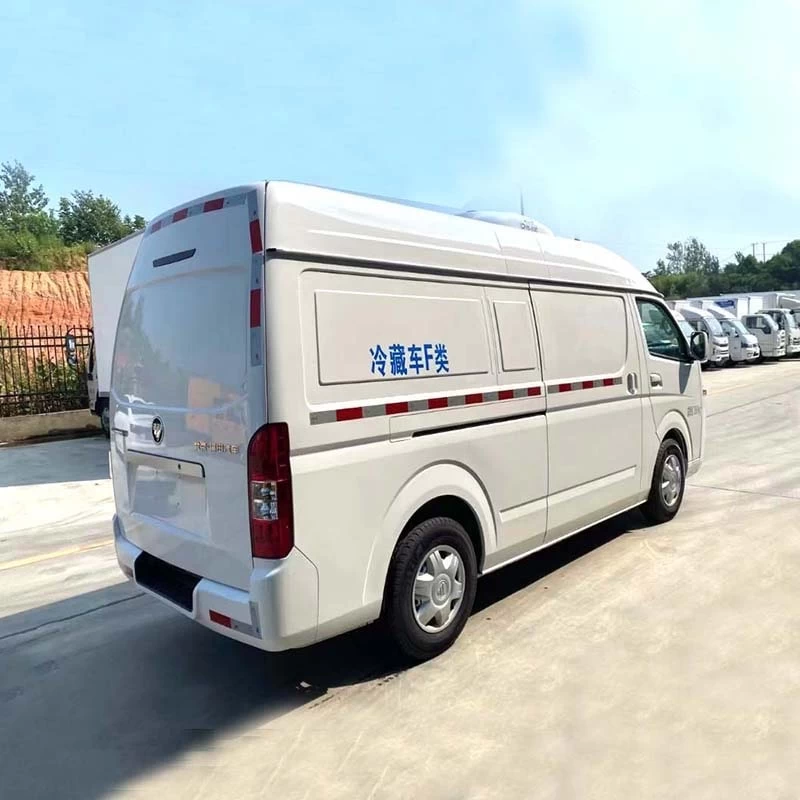 2 ton Frozen food transportation refrigerator van truck Oblique Back Plot
