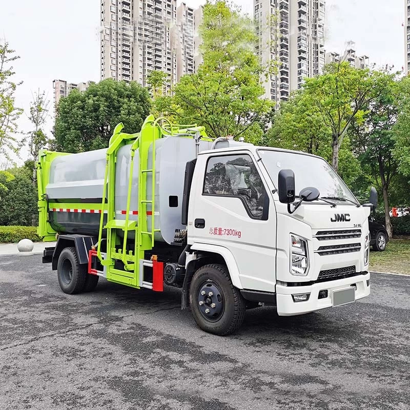 JMC 5 cbm side load compactor garbage truck Oblique Front View