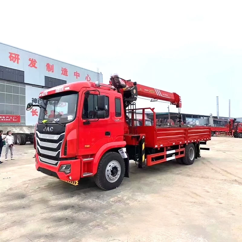 JAC 4*2 telescopic boom 7 ton truck mounted crane for sale Oblique Front View