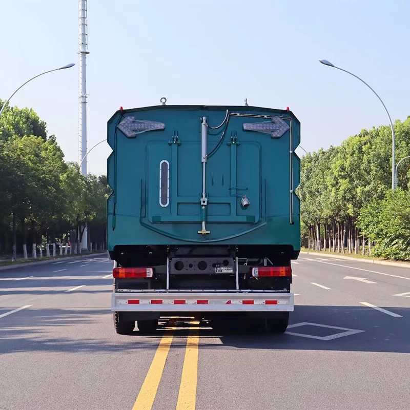 HOWO 9m3 washing and sweeping street road sweeper trucks Back Image