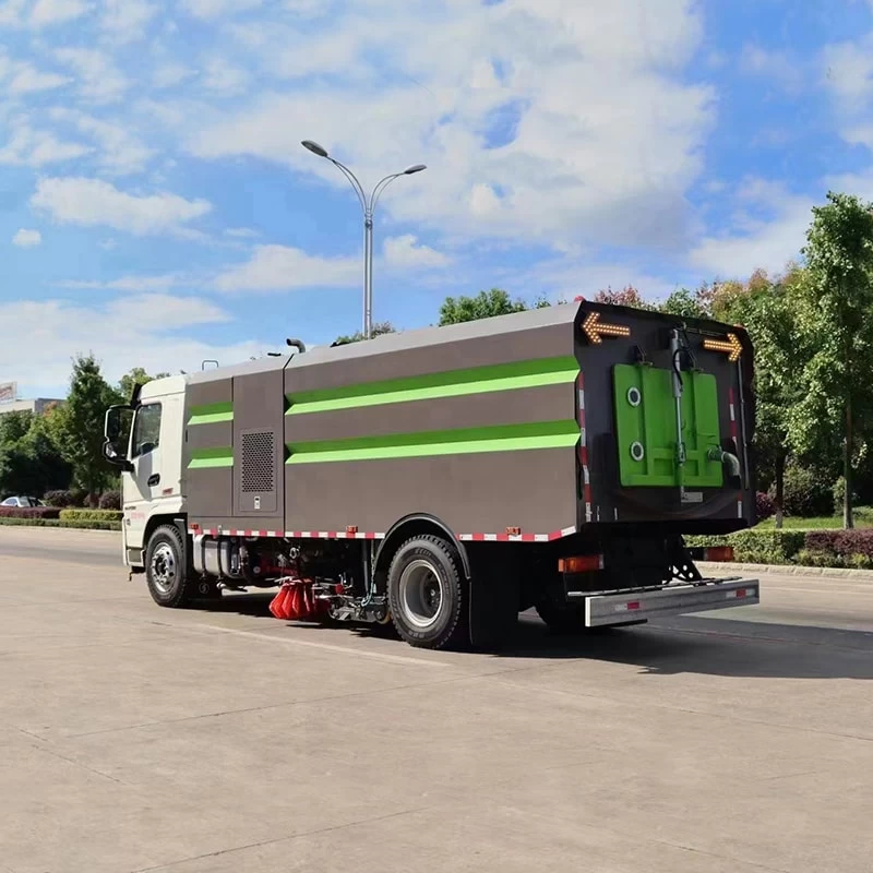 SHACMAN 9m3 road sweeper truck with water spray Oblique Back Plot