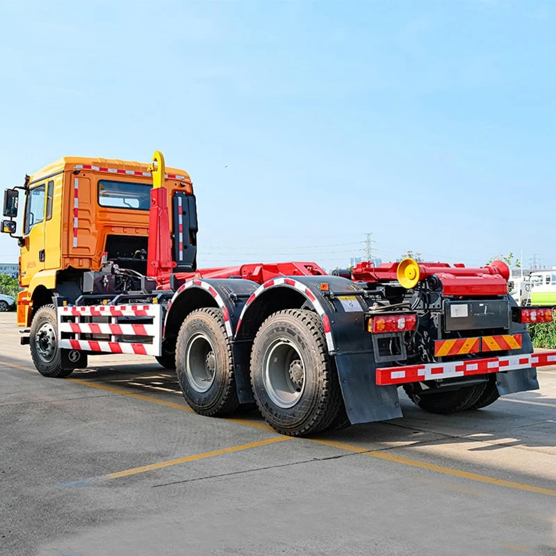 Shacman Heavy 6x4 18CBM Hook Lift Garbage Truck Oblique Back Plot