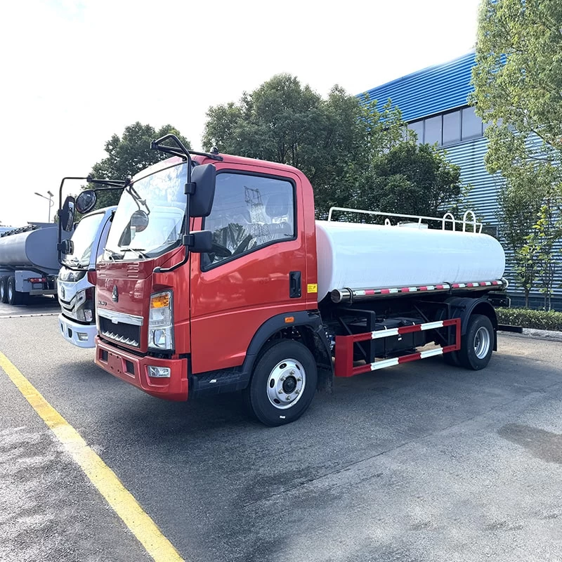 Howo Mini Oil Fuel Tanker Truck 5000L Gasoline Petrol Diesel Oblique Front View
