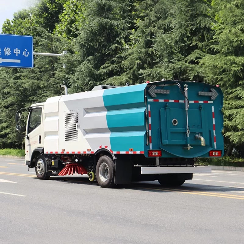 Foton 4m3 high pressure road brushing sweeper truck Oblique Back Plot 