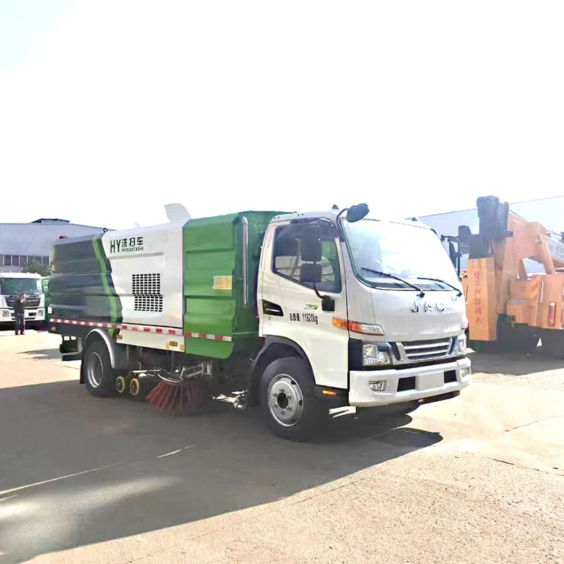 JAC 4*2 4 cbm stainless steel street road sweeper truck Oblique Back Plot